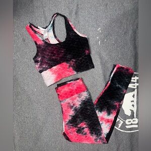 Tie-Dye Sports Bra and Leggings Set (Size S/M)